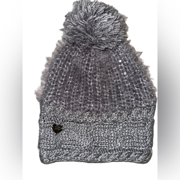 Betsey Johnson light gray Color sequins  Hat with Faux Fur Pom Pom… - Picture 1 of 8